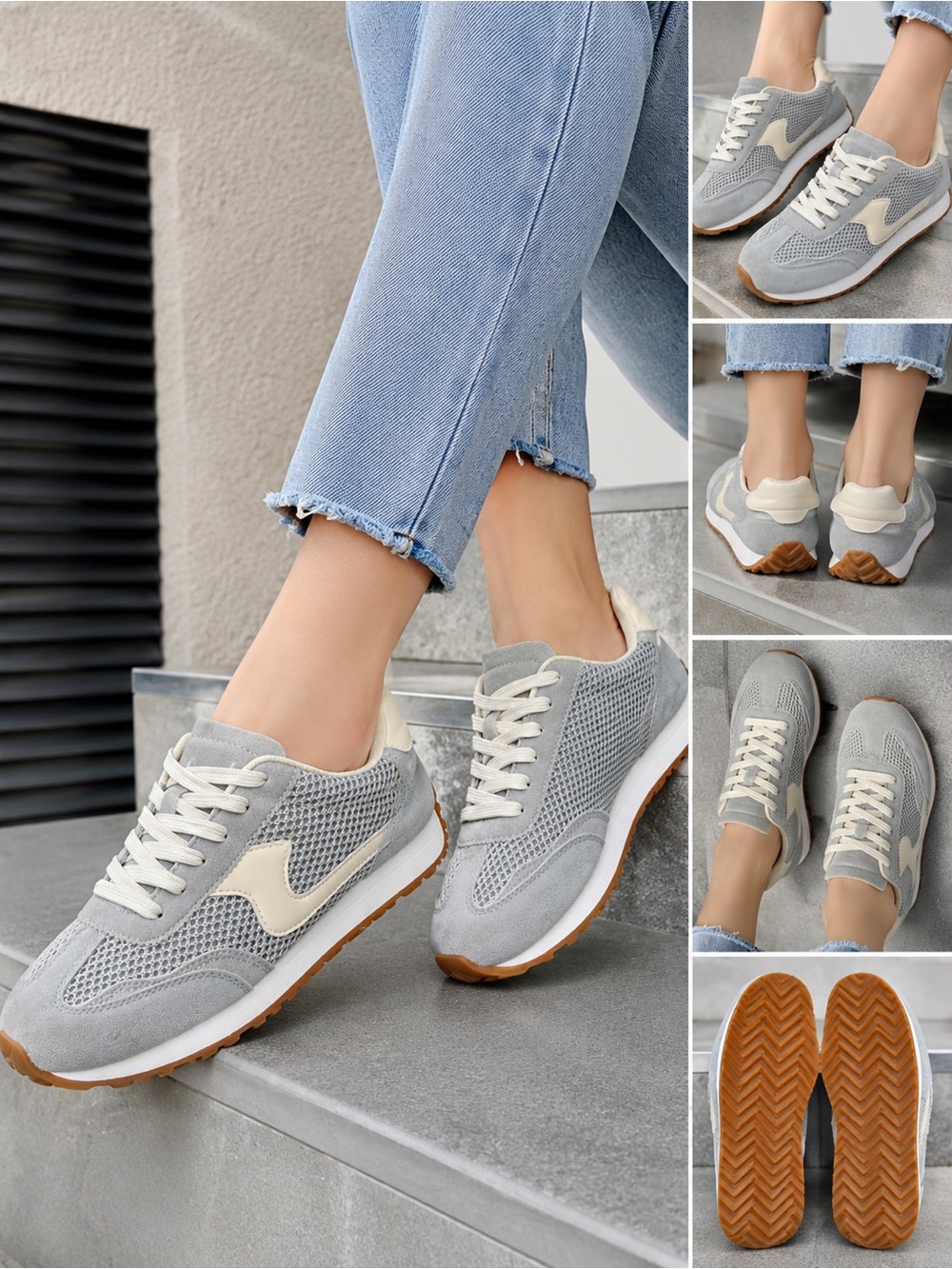 Top Moda Griffin-1 Gray Mesh Sneakers Women’s Size 8 Casual Lace Up Shoes